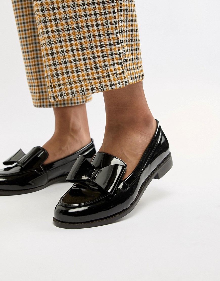 Office Flat Leather Bow Loafers