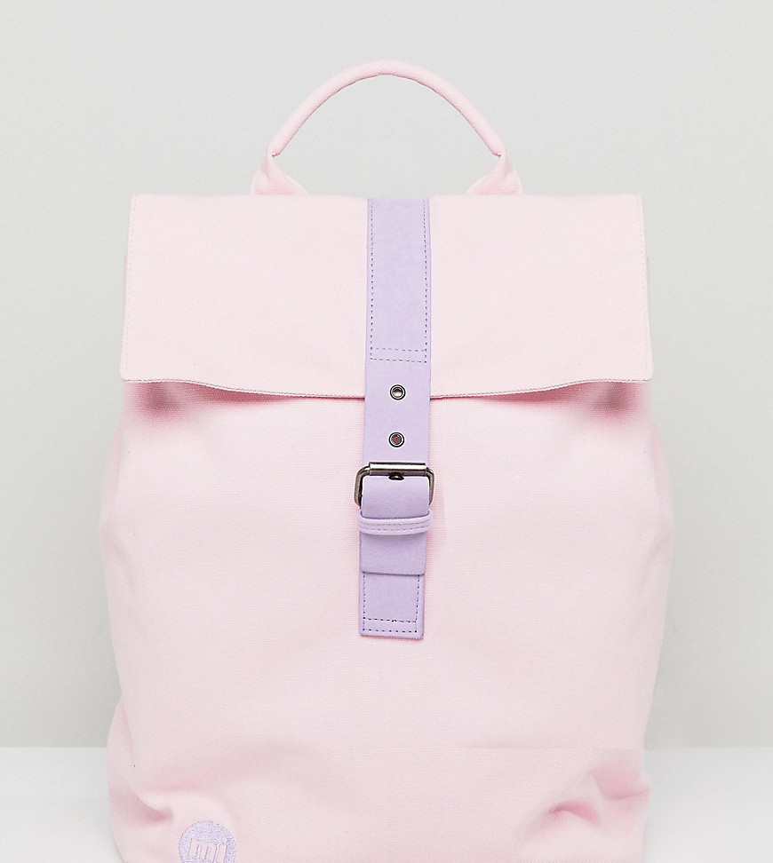 Mi-Pac Exclusive Fold Top Canvas Backpack in Blush & Lilac - Blush/lilac