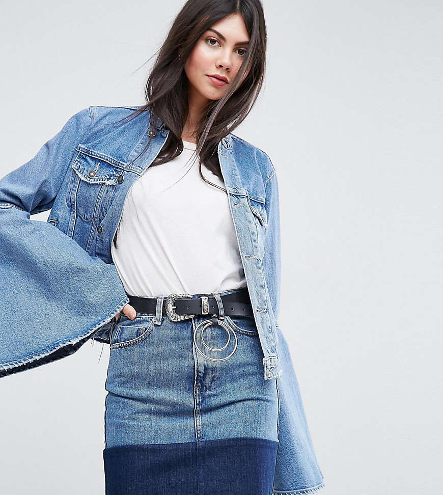 ASOS TALL Denim Jacket With Rips and Fluted Sleeve - Blue