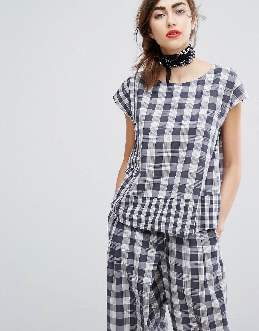 People Tree Hand Woven Boxy Top In Picnic Check Co-Ord - Multi