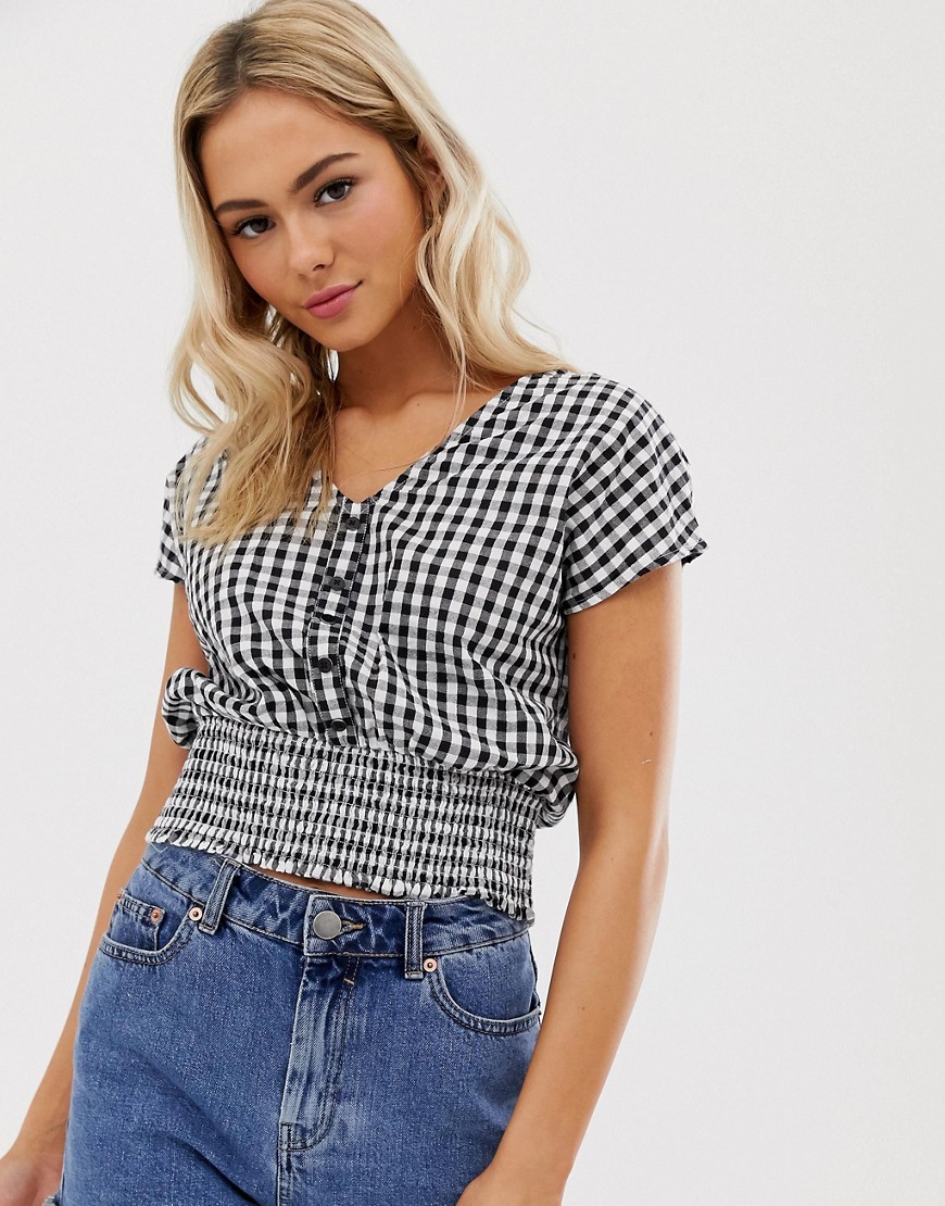 Pimkie top with with shirred waist in gingham print