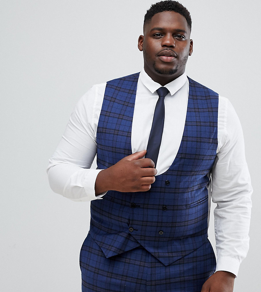 Twisted Tailor super skinny waistcoat with tartan check in wool