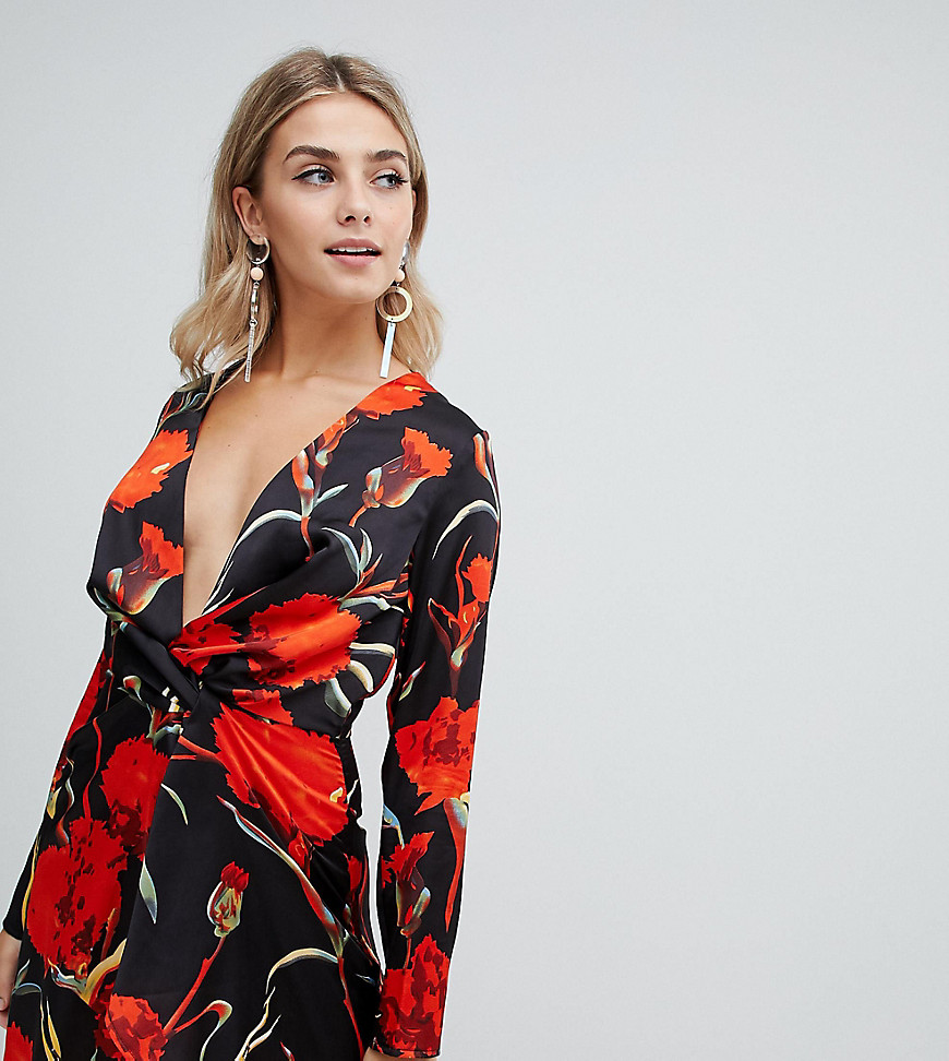Missguided twist front mini dress in floral