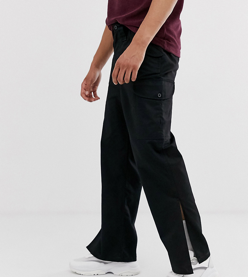 Reclaimed Vintage black cargo trousers with side split
