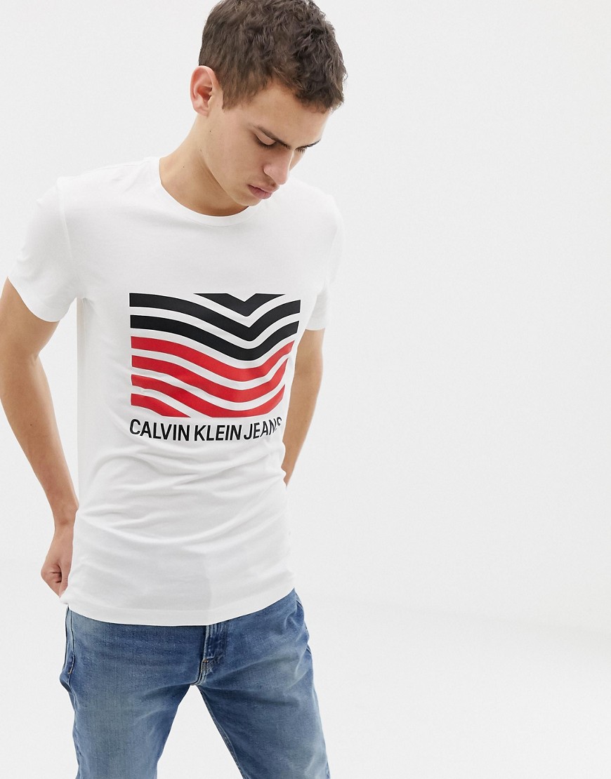 Calvin Klein Jeans modernist wave logo t-shirt white