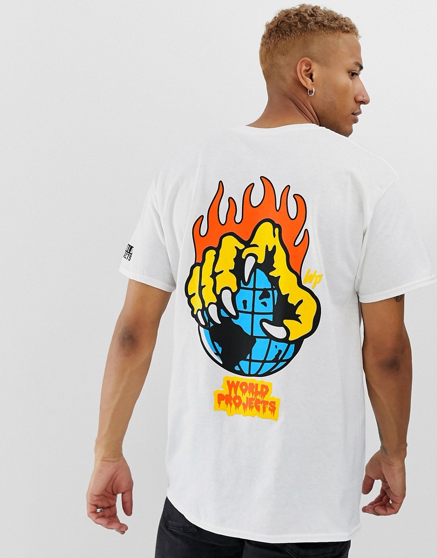 World Projects world fire back print t-shirt in oversized fit