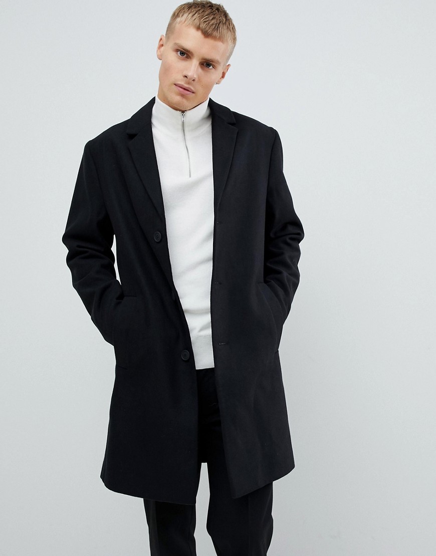 Kiomi wool blend coat in black
