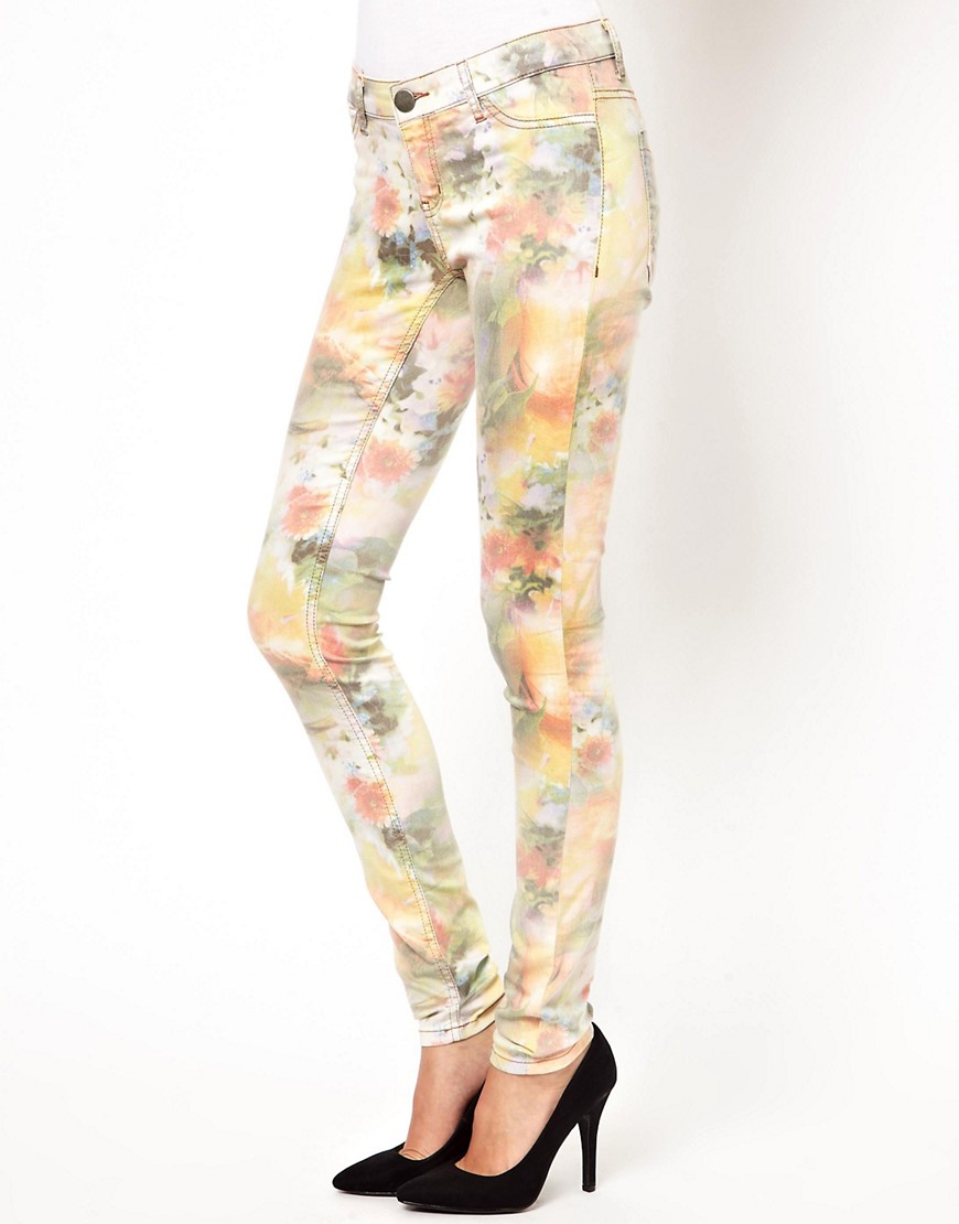 Облегающие джинсы в размытый цветочек Just Female - Мульти 