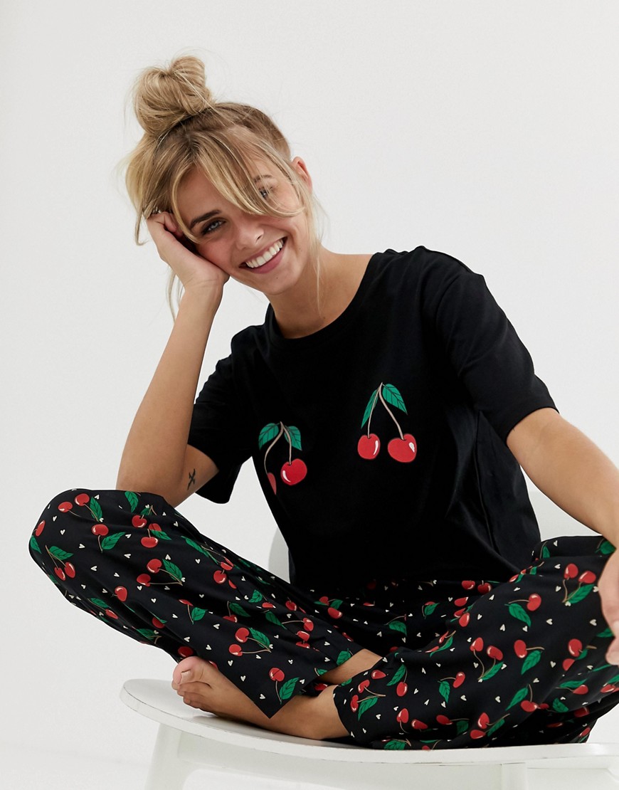ASOS DESIGN mix & match cherry pyjama jersey t-shirt