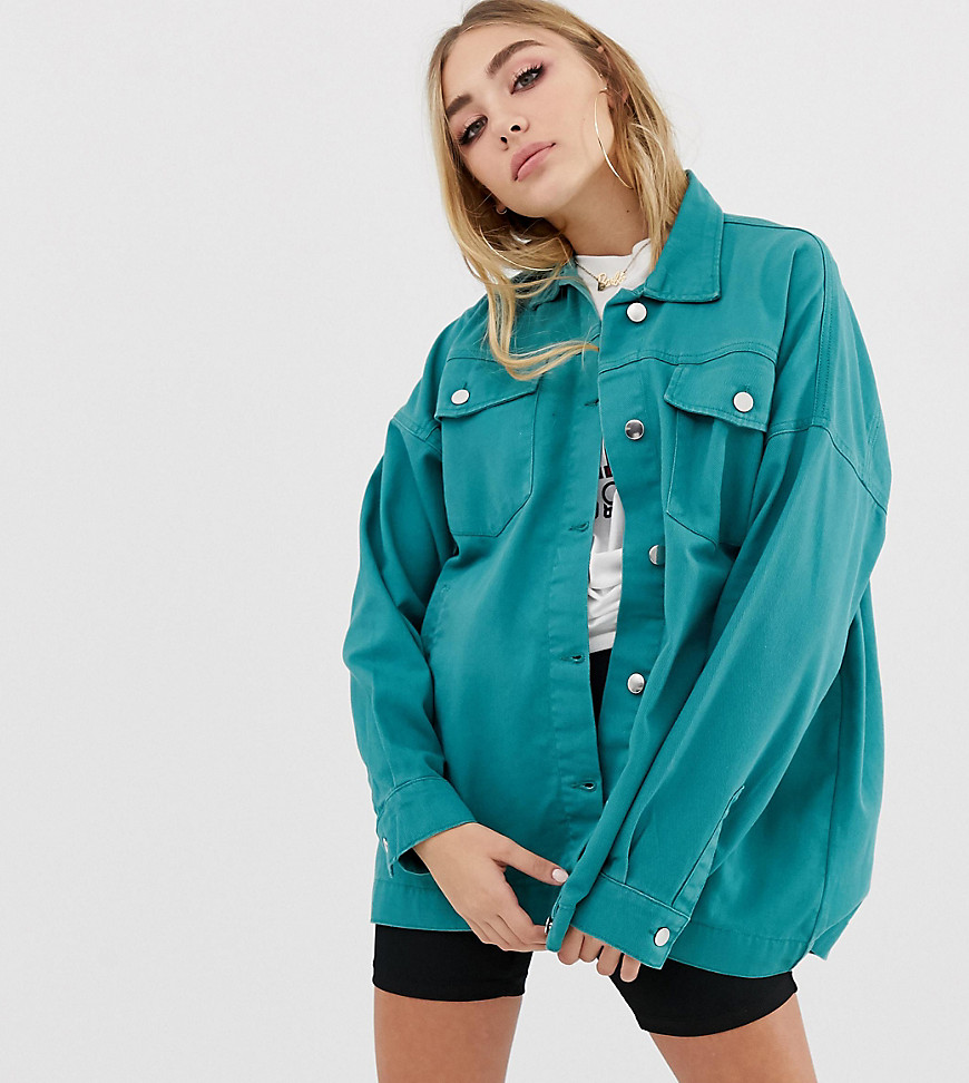 PrettyLittleThing cotton shacket in teal