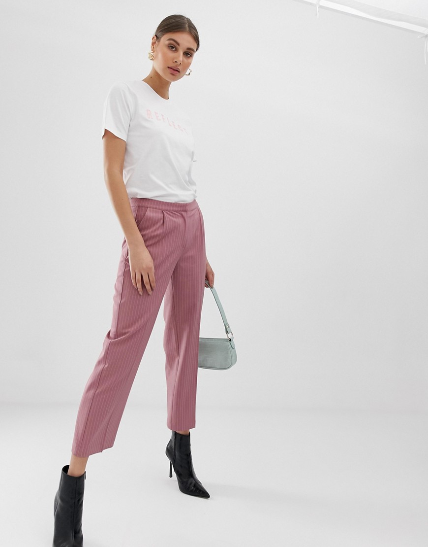 Pieces flare pinstripe trousers