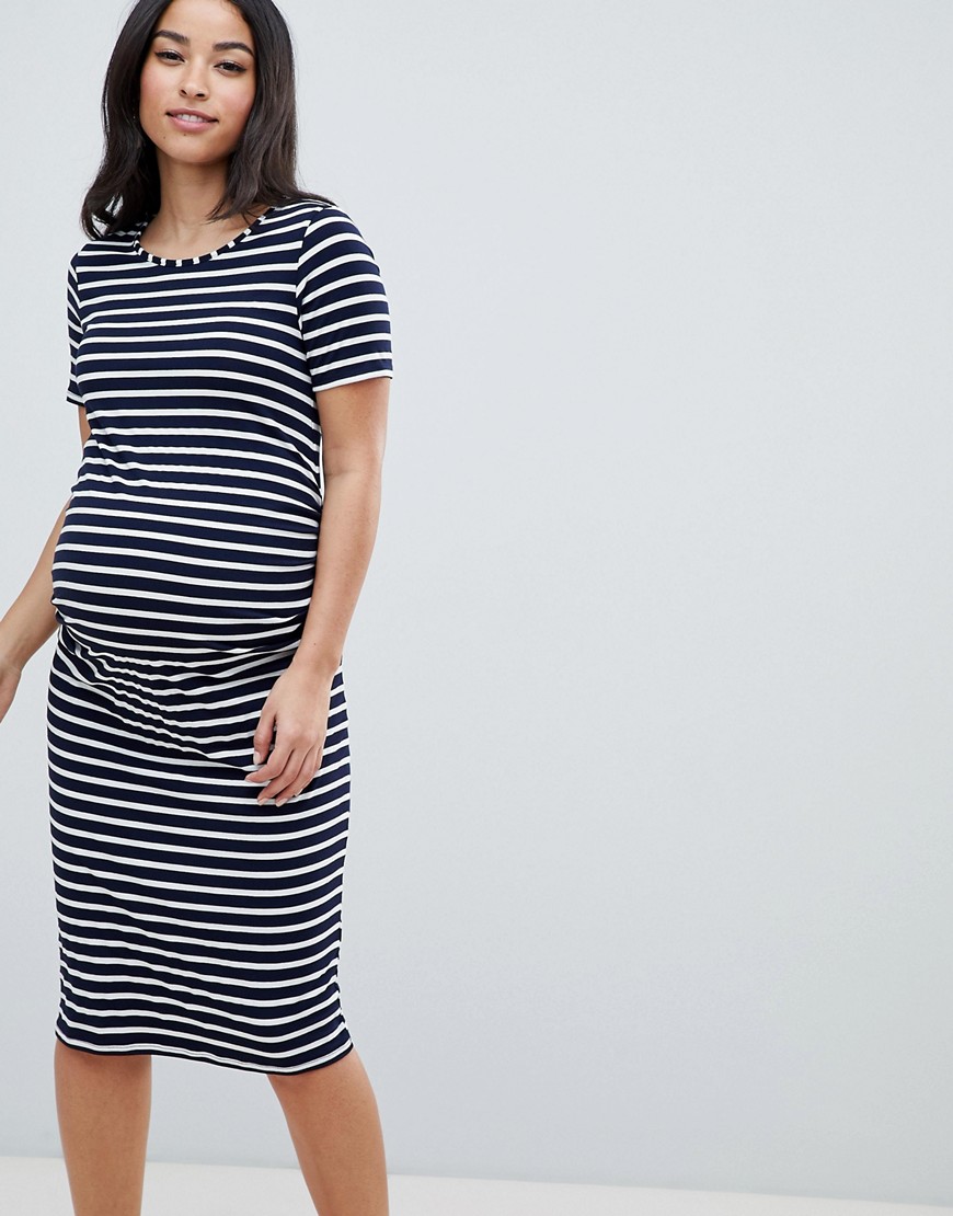 Bluebelle Maternity Stripe Jersey Bodycon Dress