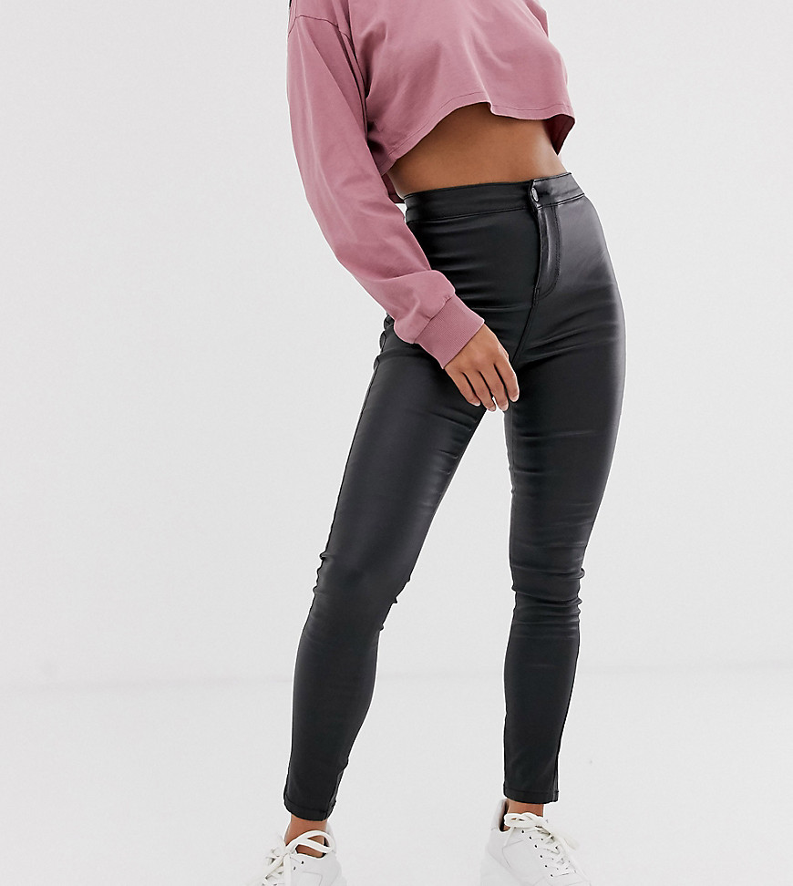 Noisy May Petite coated skinny jeans in black