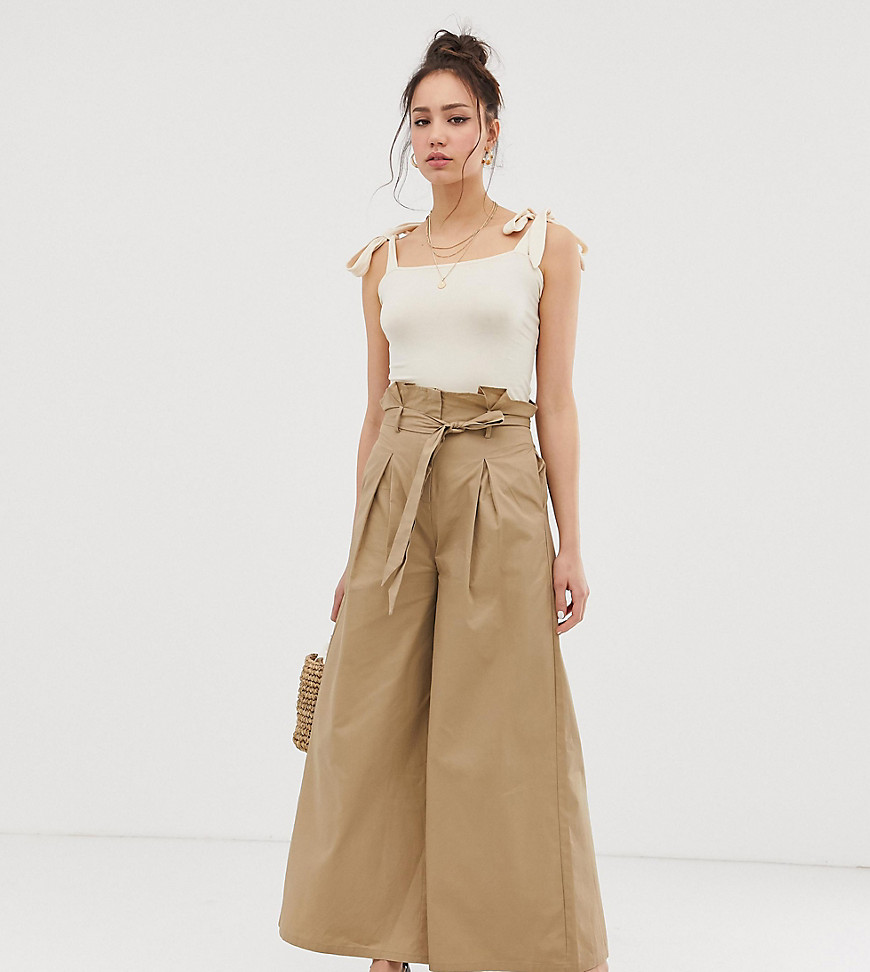 Glamorous Tall paperbag waist trousers with wide leg