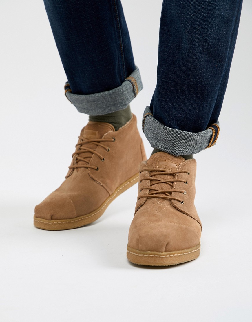TOMS Bota shearling boots in beige suede