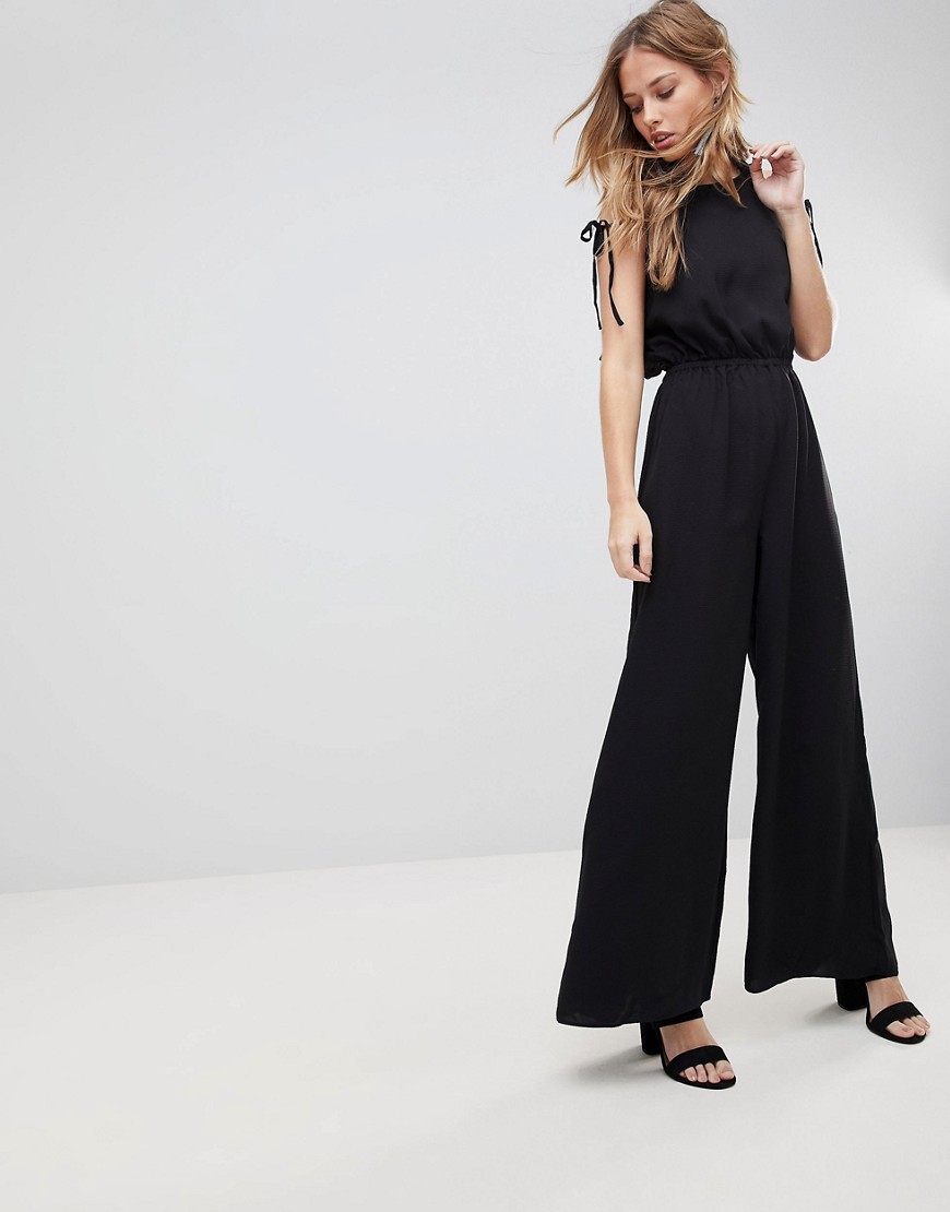 The Fifth Wandered Relaxed Tie Strap Jumpsuit - Black