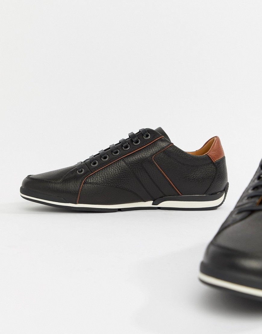 BOSS Saturn Leather Trainer in Black - 001