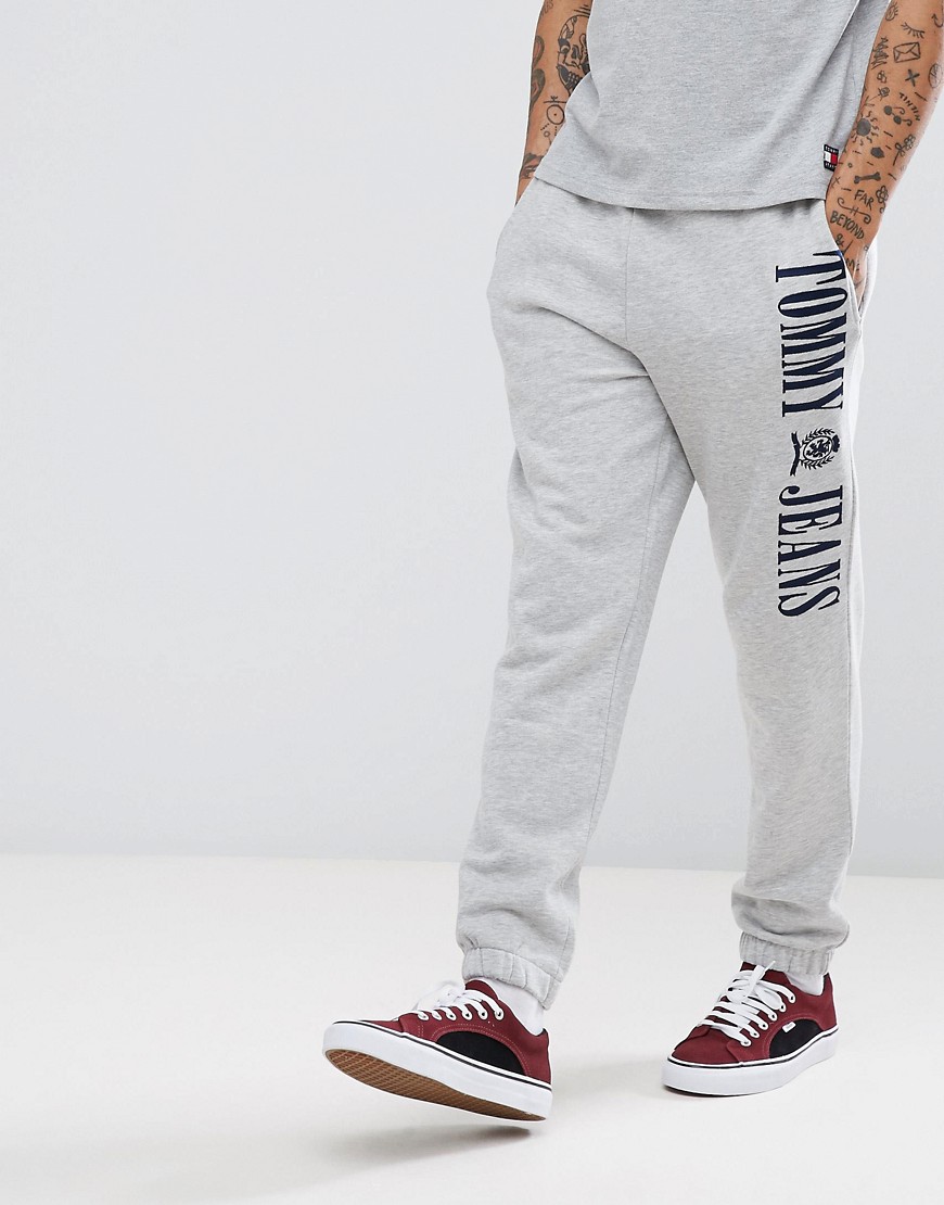 Tommy Jeans 90's Capsule Logo Cuffed Joggers in Grey Marl - Grey marl