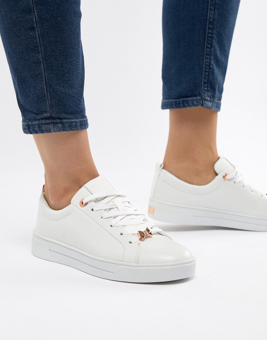 Ted Baker White Leather Trainers With Rose Gold
