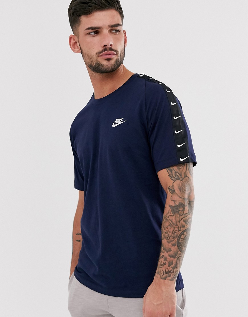 Nike Swoosh Taping T-Shirt in navy