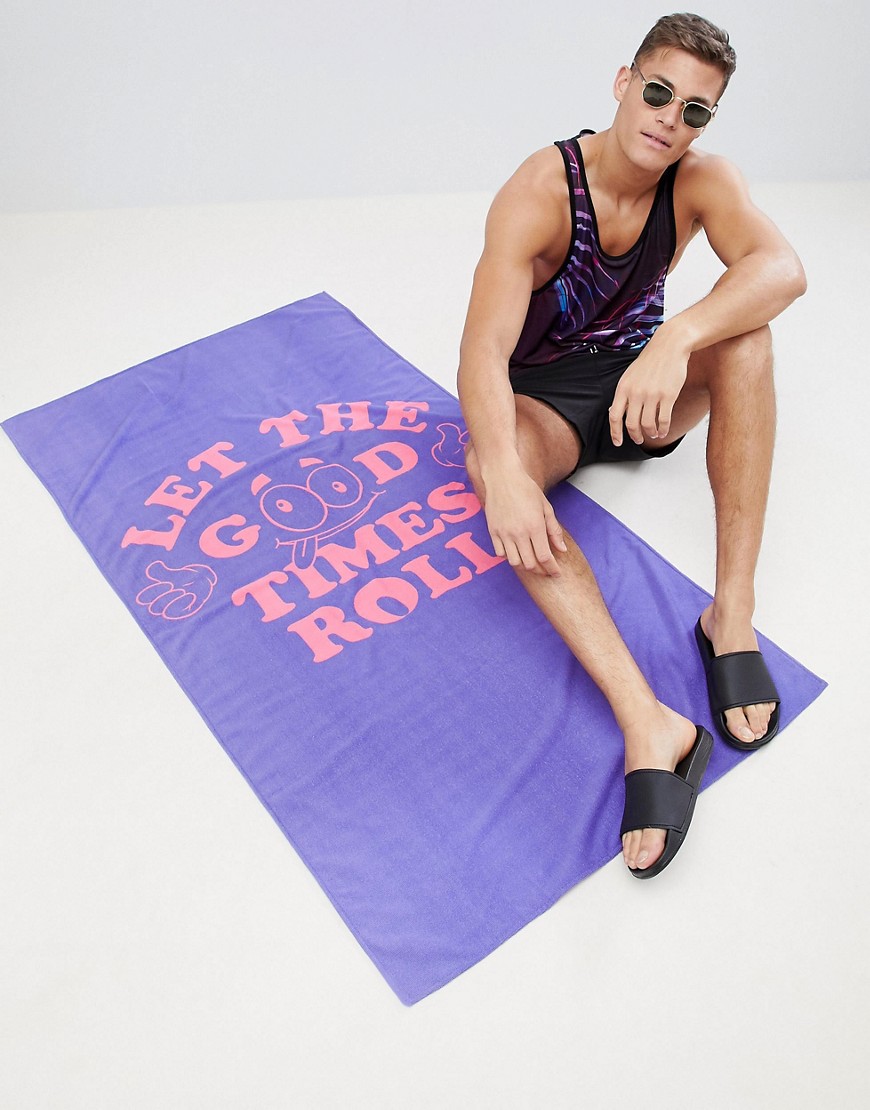 ASOS DESIGN Towel With Let The Good Times Roll Print