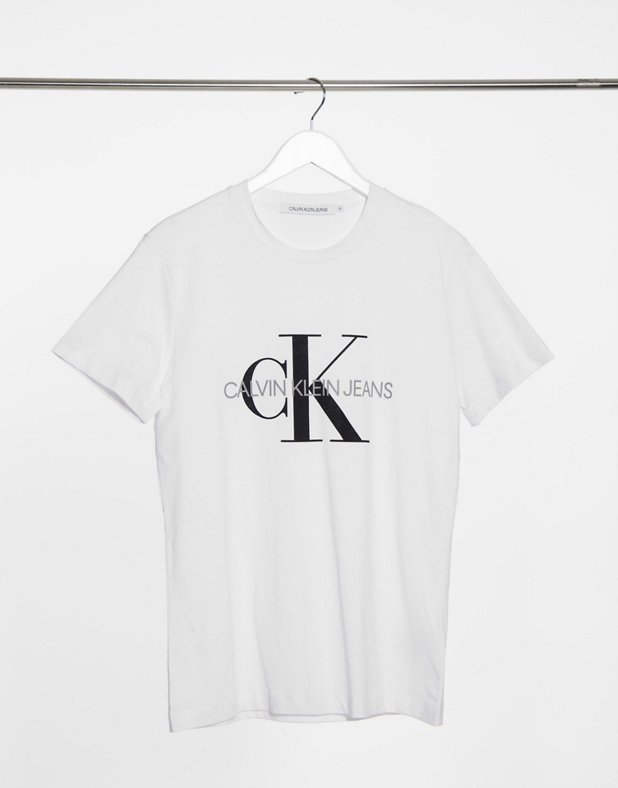 Calvin Klein Jeans iconic monogram slim t-shirt in white