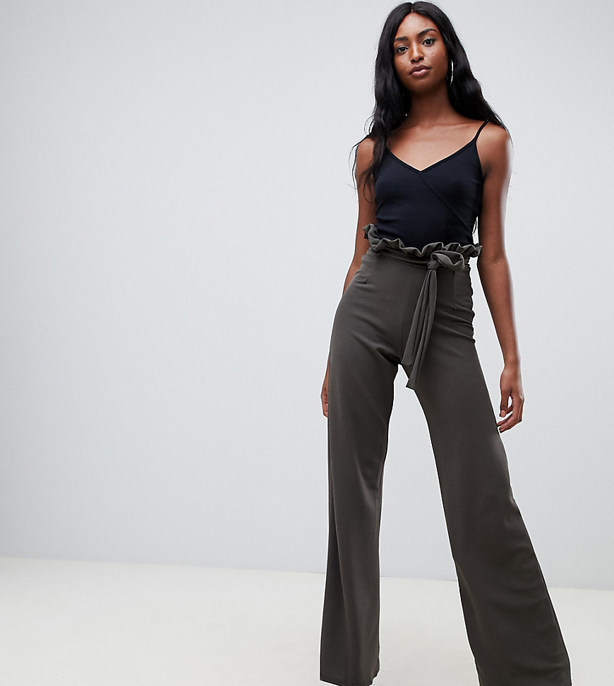 In The Style tall flared high waisted paperbag trousers