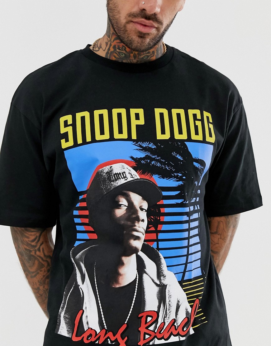 Pull&Bear Snoop Dogg t-shirt in black
