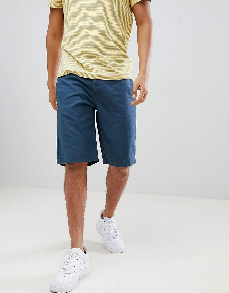 United Colors Of Benetton Linen Shorts In Navy