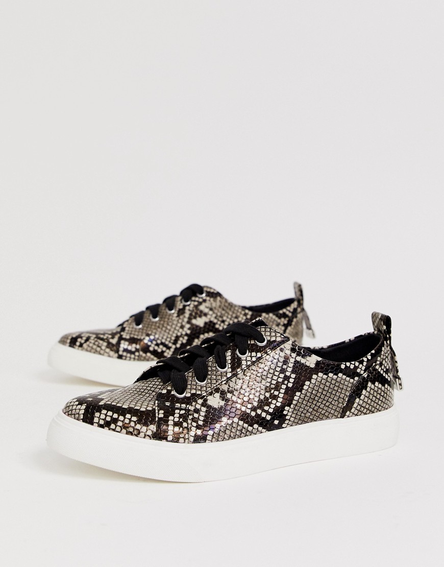 ASOS DESIGN Durban pointed lace up trainers in snake print