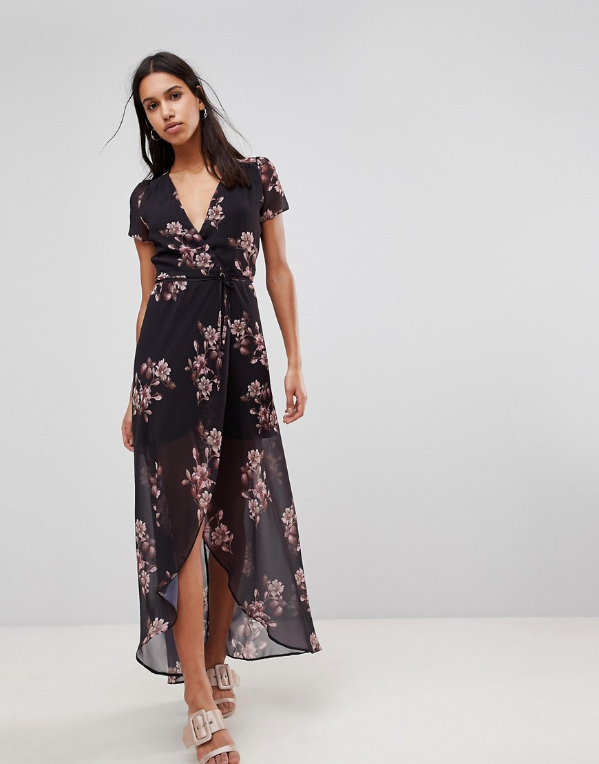 Hope & Ivy Floral Maxi Dress - Black print