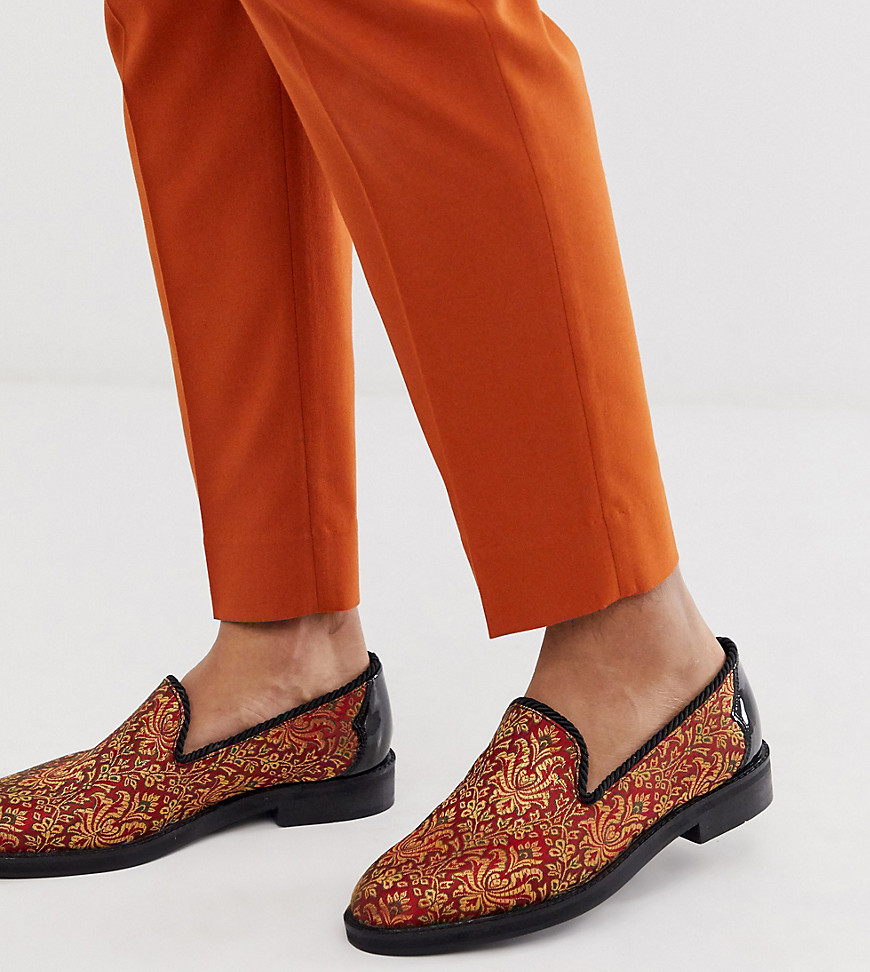 House of Hounds wide fit mercury brocade loafers in red