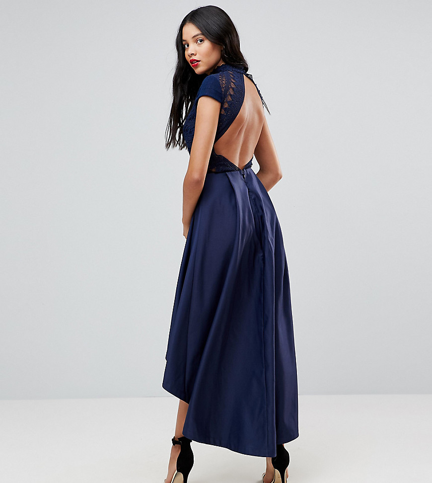 Chi Chi London Tall High Low Midi Dress With Open Back