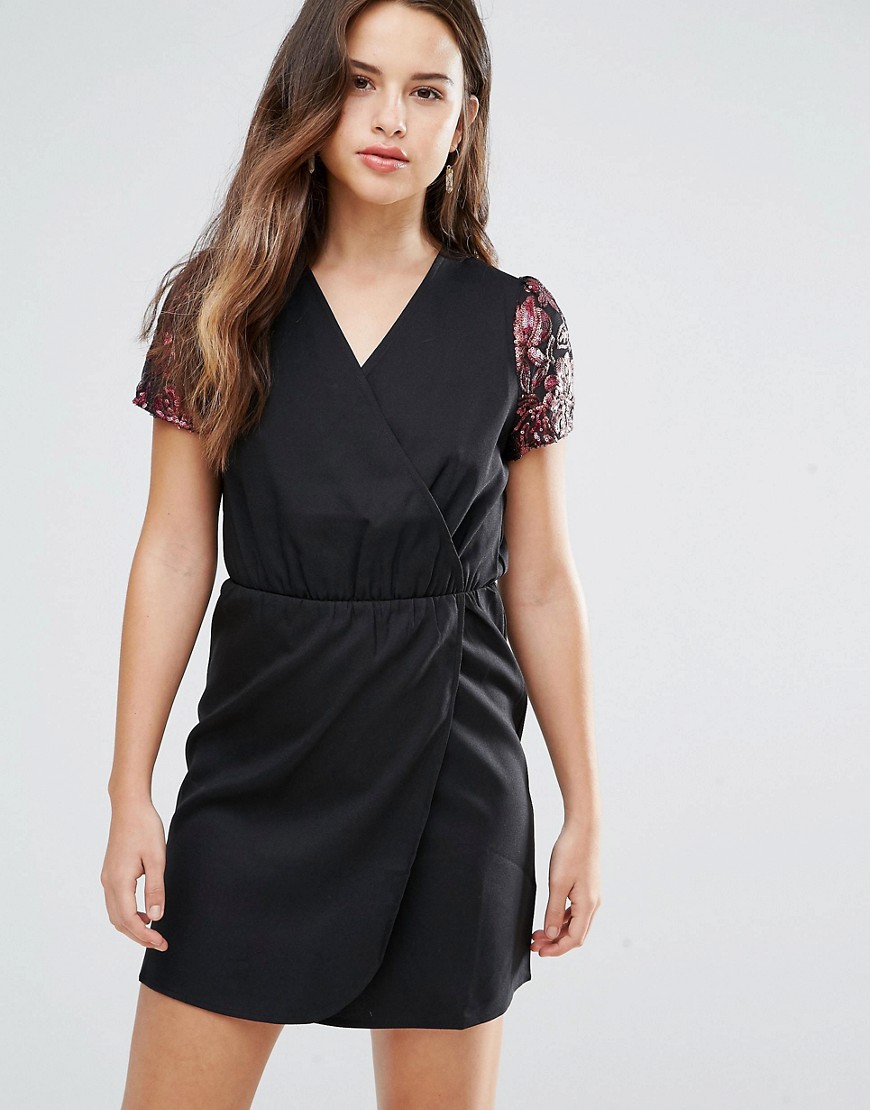 Louche Direll Wrap Front Dress - Black