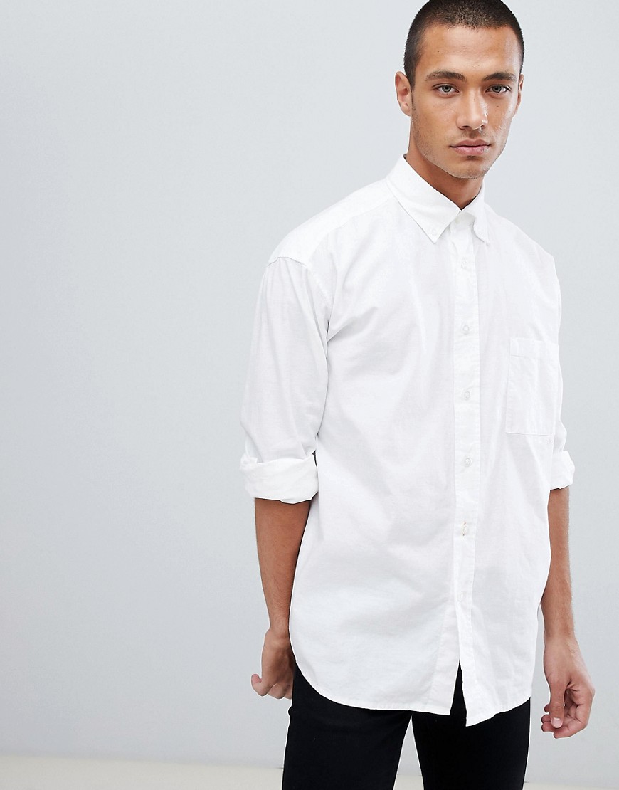 Boss Leight Relaxed fit buttondown oxford shirt in white