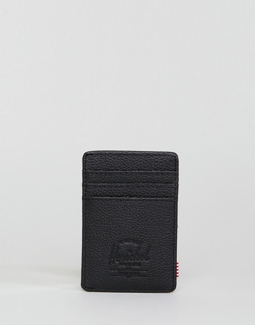 Herschel Supply Co Raven Leather Card Holder with RFID - Black