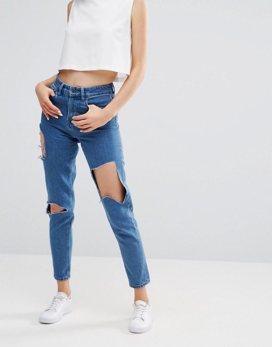 Waven Elsa Mom Jeans with Cut Away