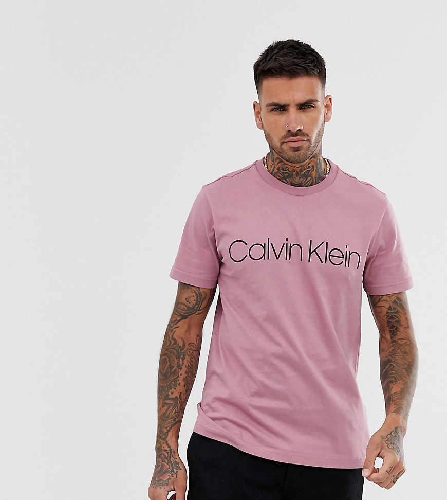 Calvin Klein exclusive to Asos large logo crew neck t-shirt in dark pink
