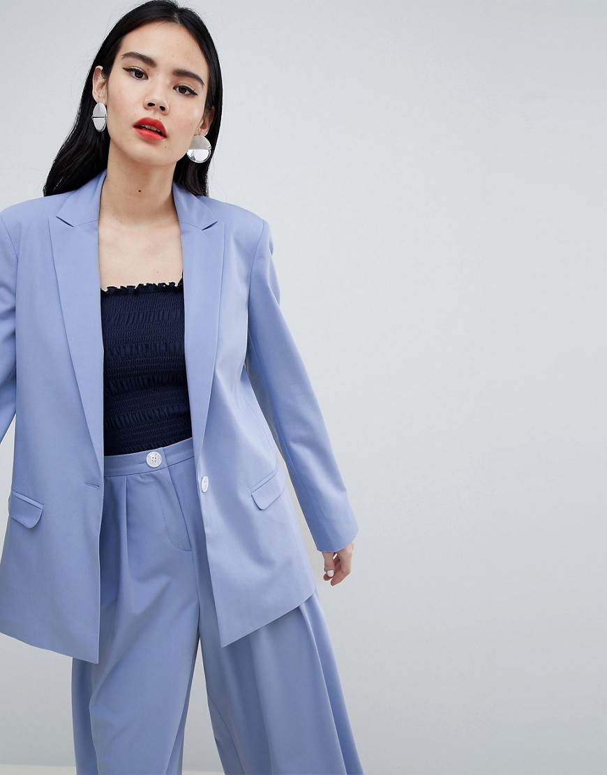 ASOS DESIGN tailored blazer with contrast button - Powder blue