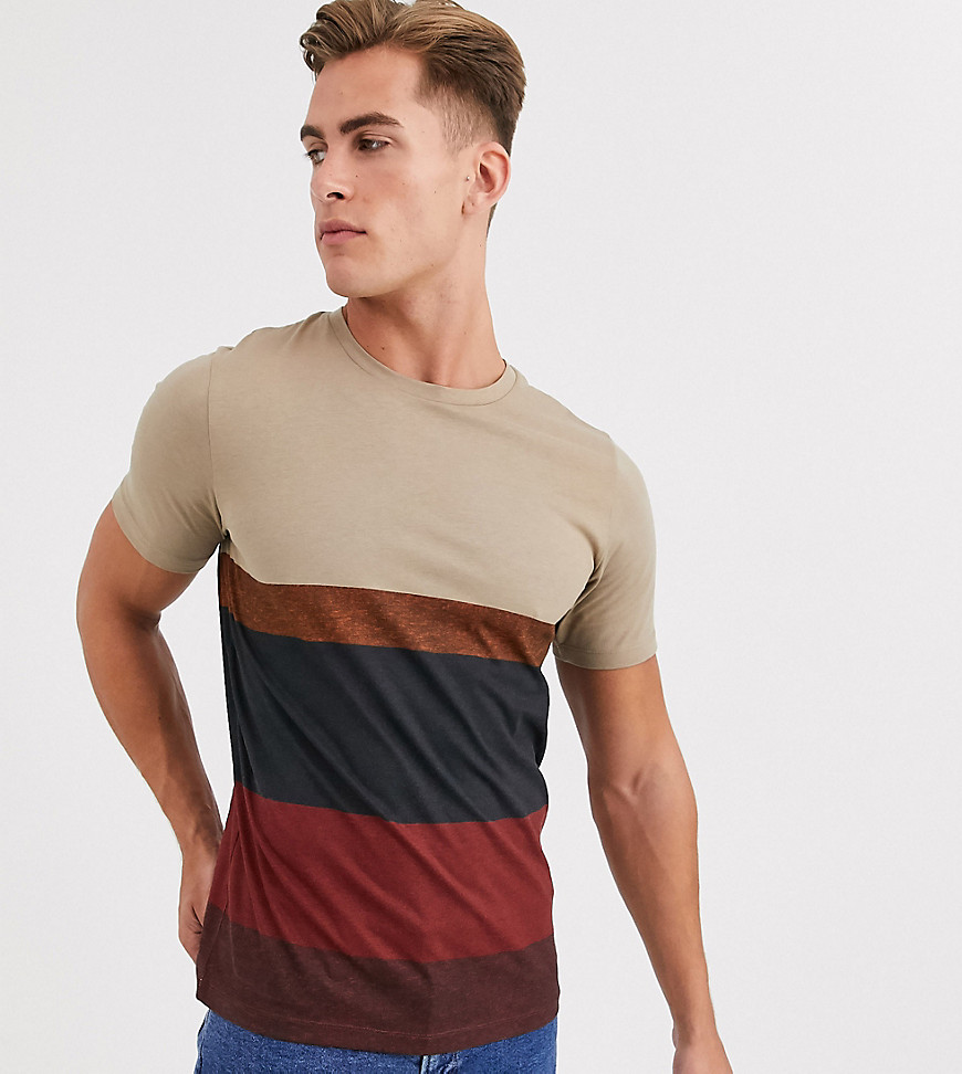 Jack & Jones Premium stripe t-shirt in sand