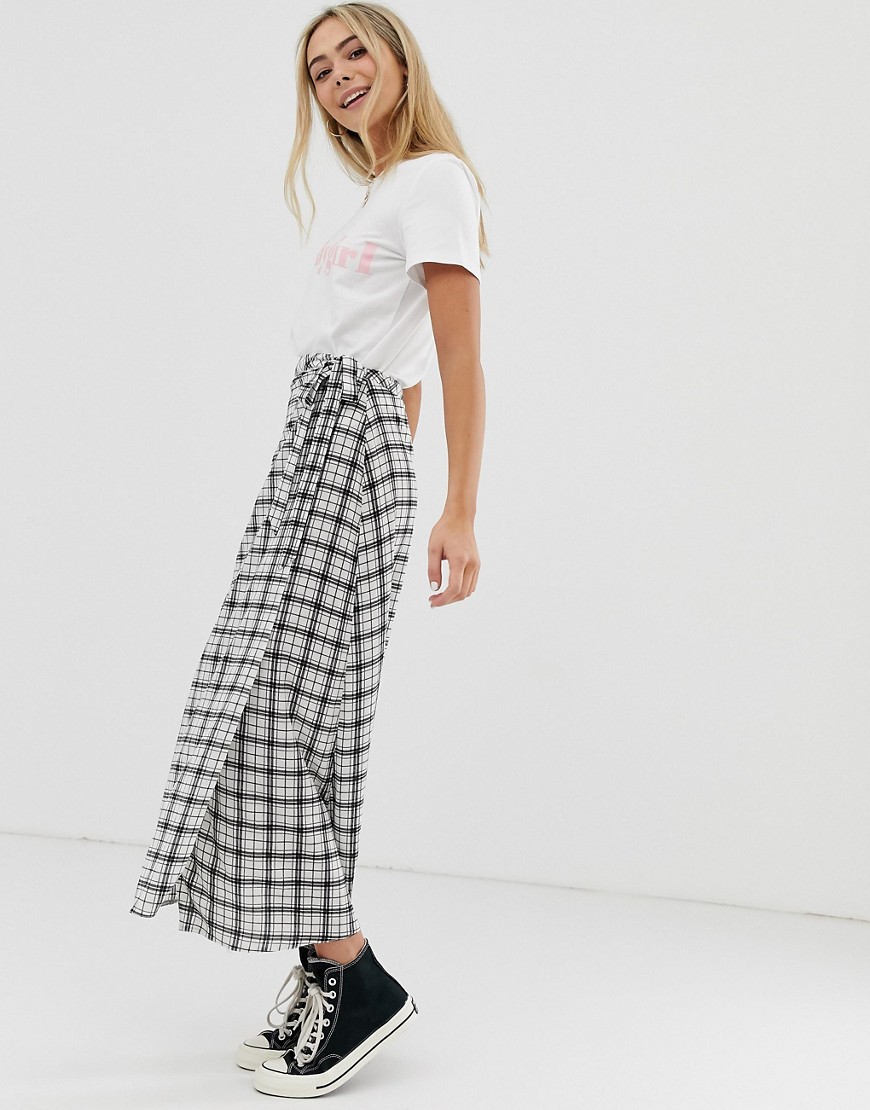 Nobody's Child wrap maxi skirt in grid