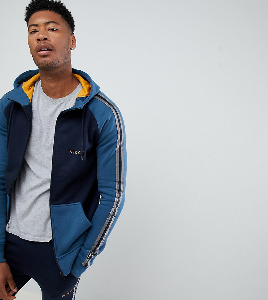 Nicce union panelled hoodie in navy exclusive to ASOS - Blue