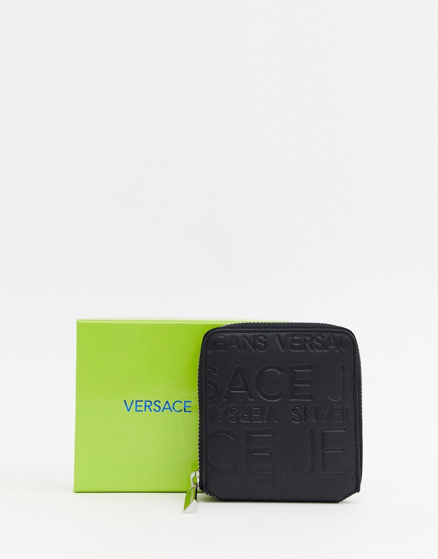 Versace Jeans zip around leather wallet with all over logo