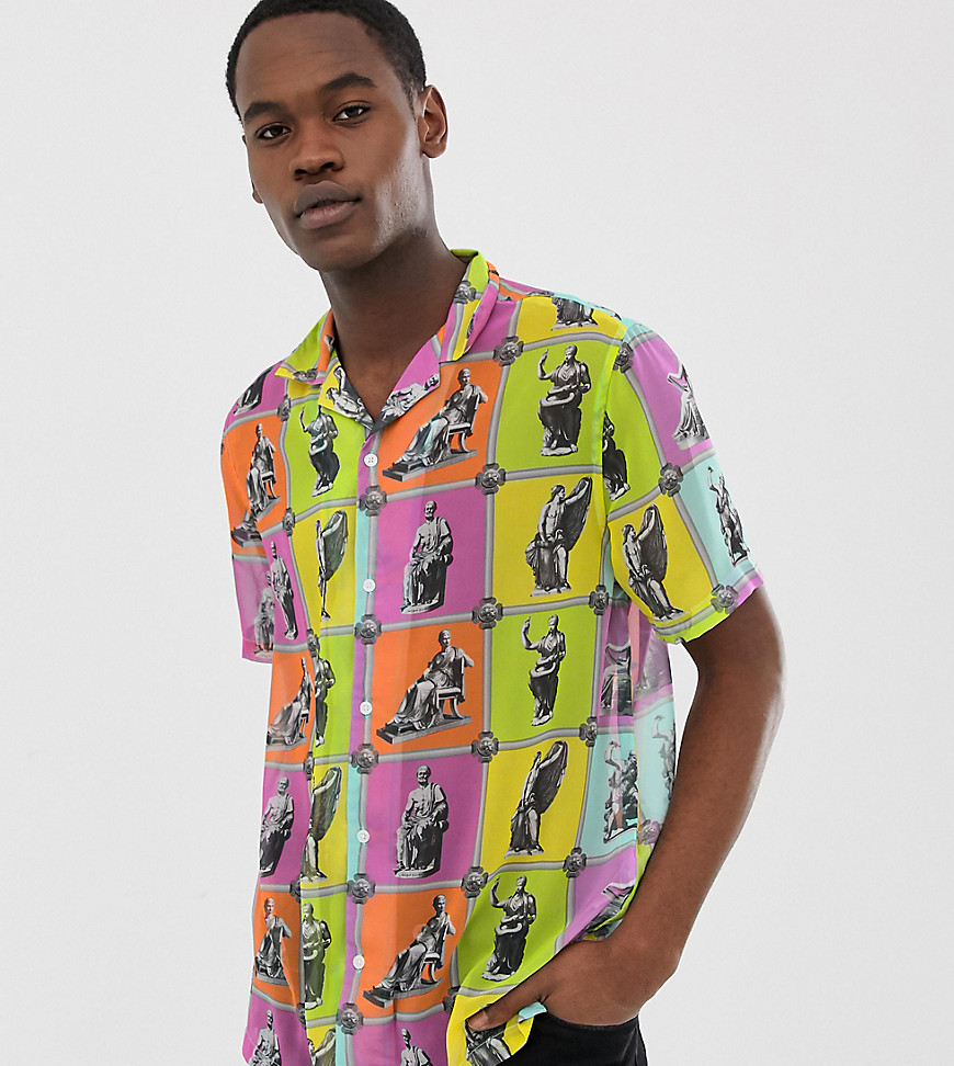 ASOS DESIGN Tall relaxed fit shirt in sculpture tile print