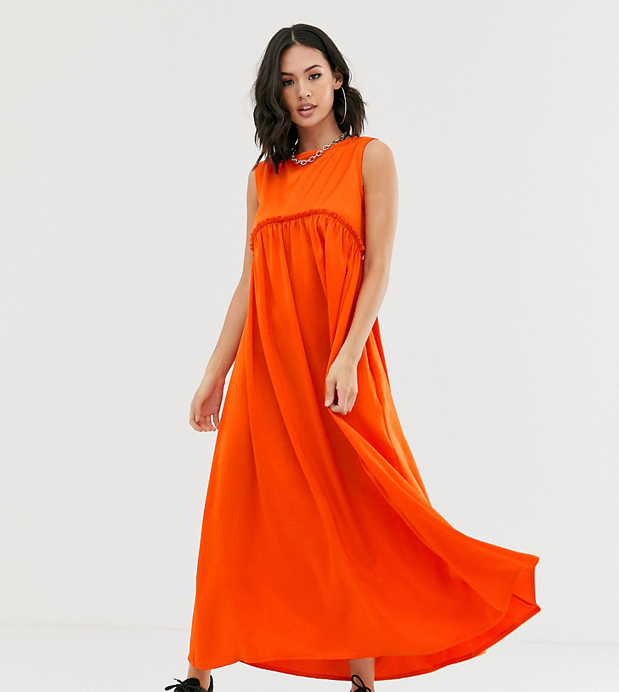 Another Reason maxi volume smock dress with frill seam