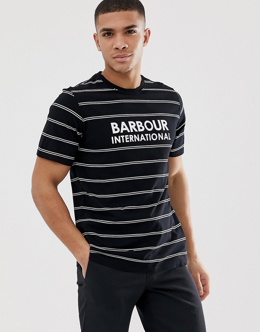 Barbour International striped logo t-shirt in black
