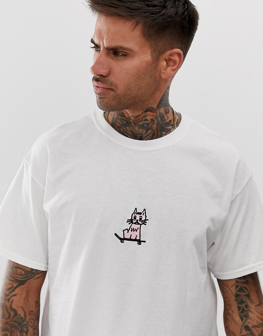 New Love Club kitty skate embroidered t-shirt in oversized