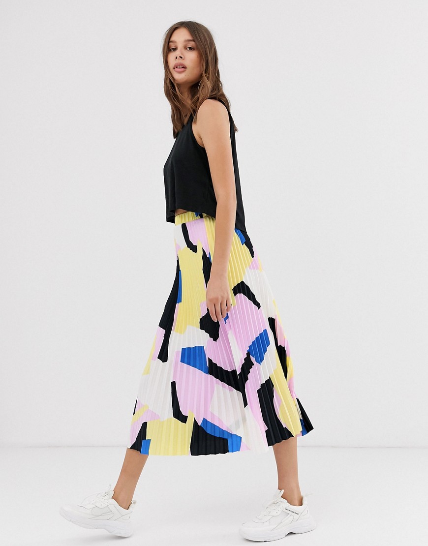 Selected Femme abstract pleated midi skirt