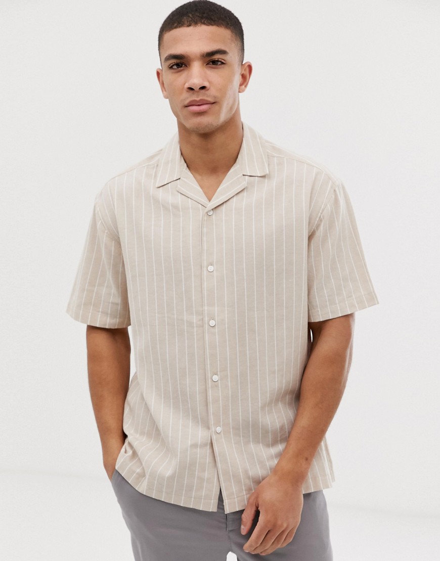 ASOS DESIGN boxy shirt in minimal stripe
