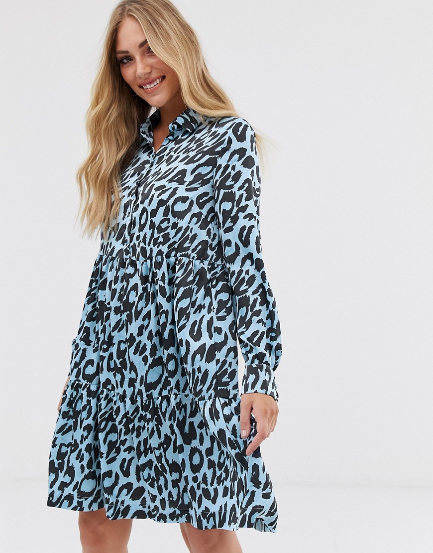 Vila leopard printswing shirt dress